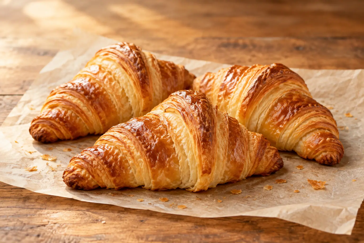 Croissants artisanaux pur beurre fraîchement cuits