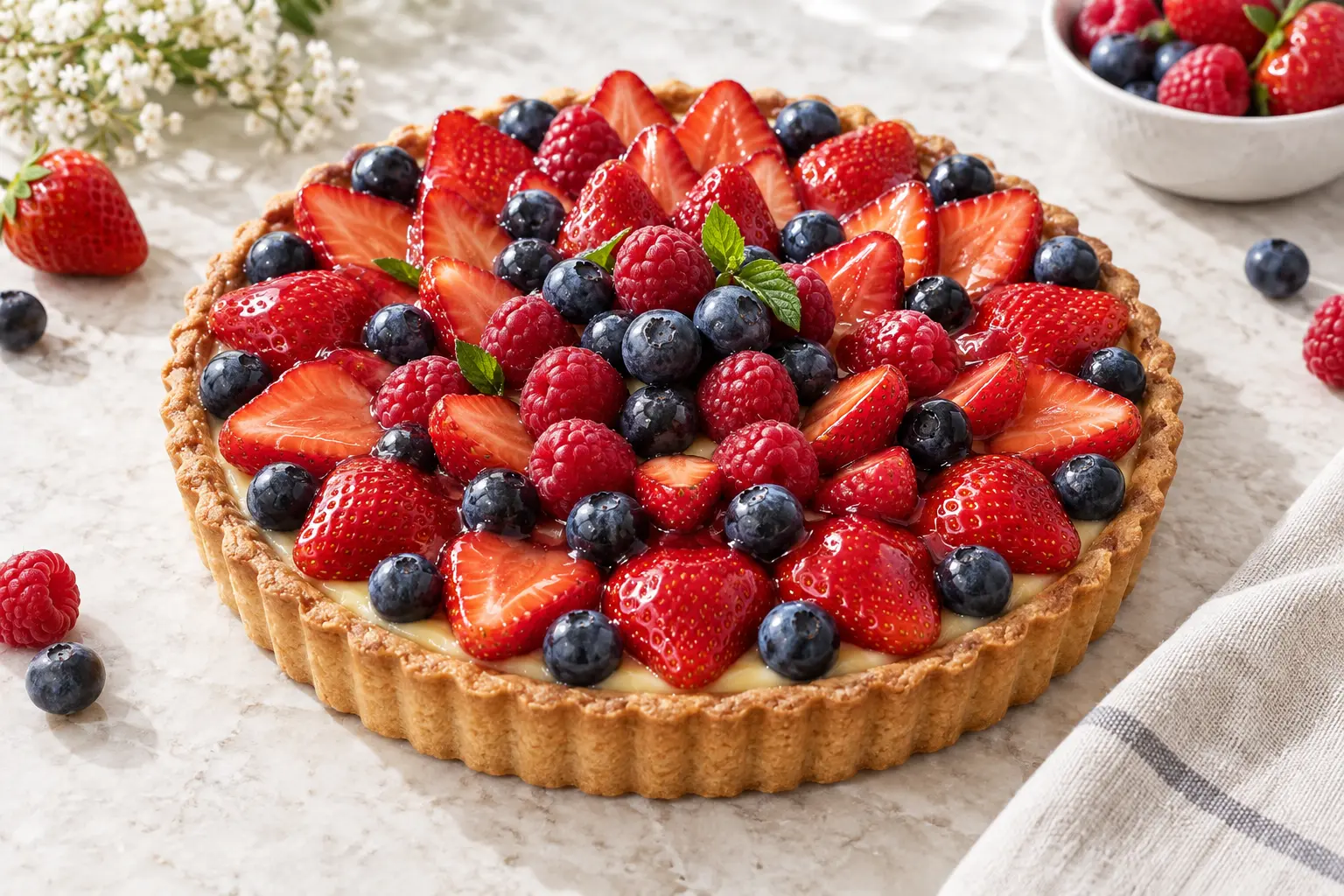 Tarte artisanale aux fruits frais de saison