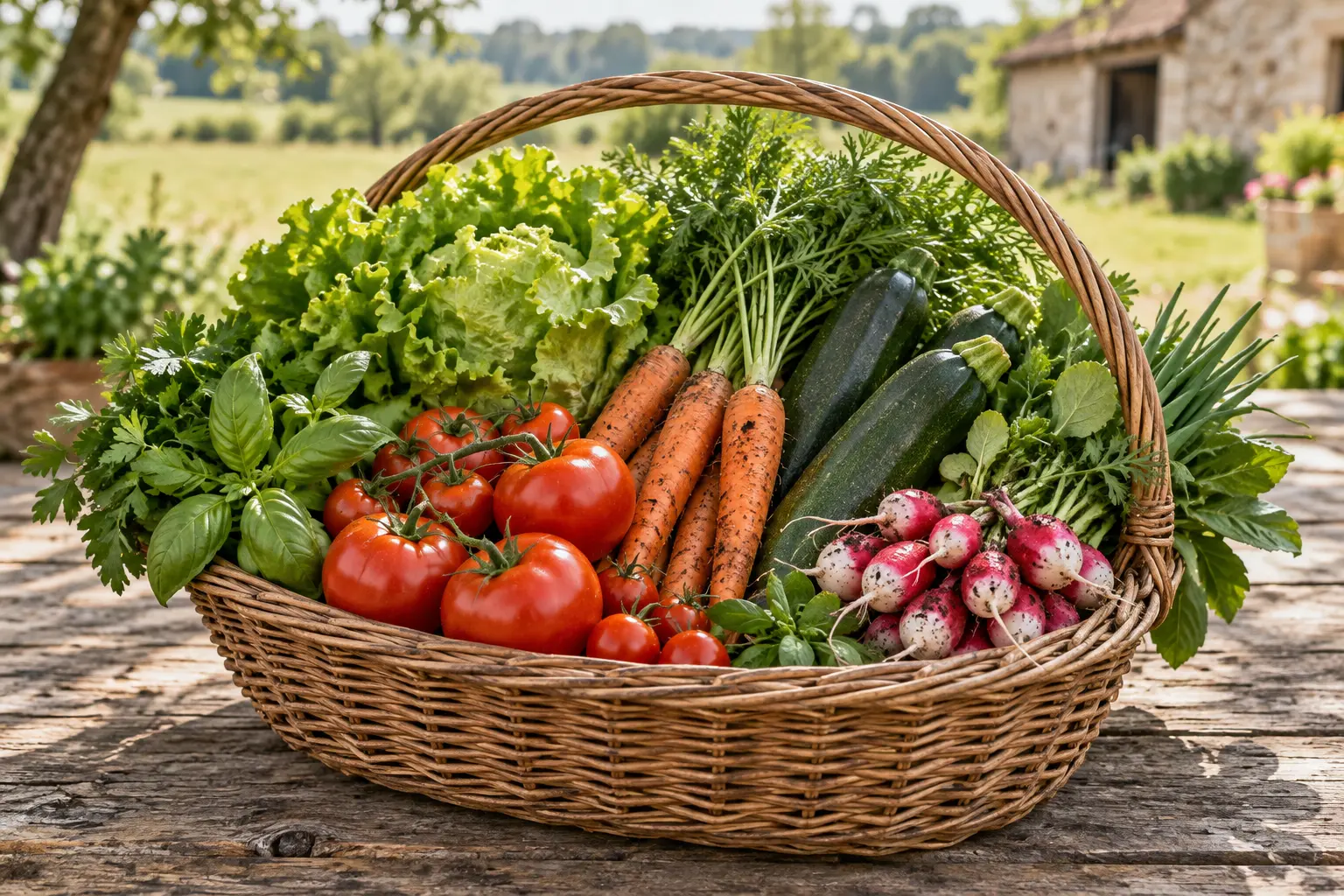 Panier de légumes frais produits localement
